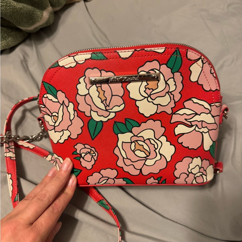 Betsey Johnson Red Floral Crossbody Bag